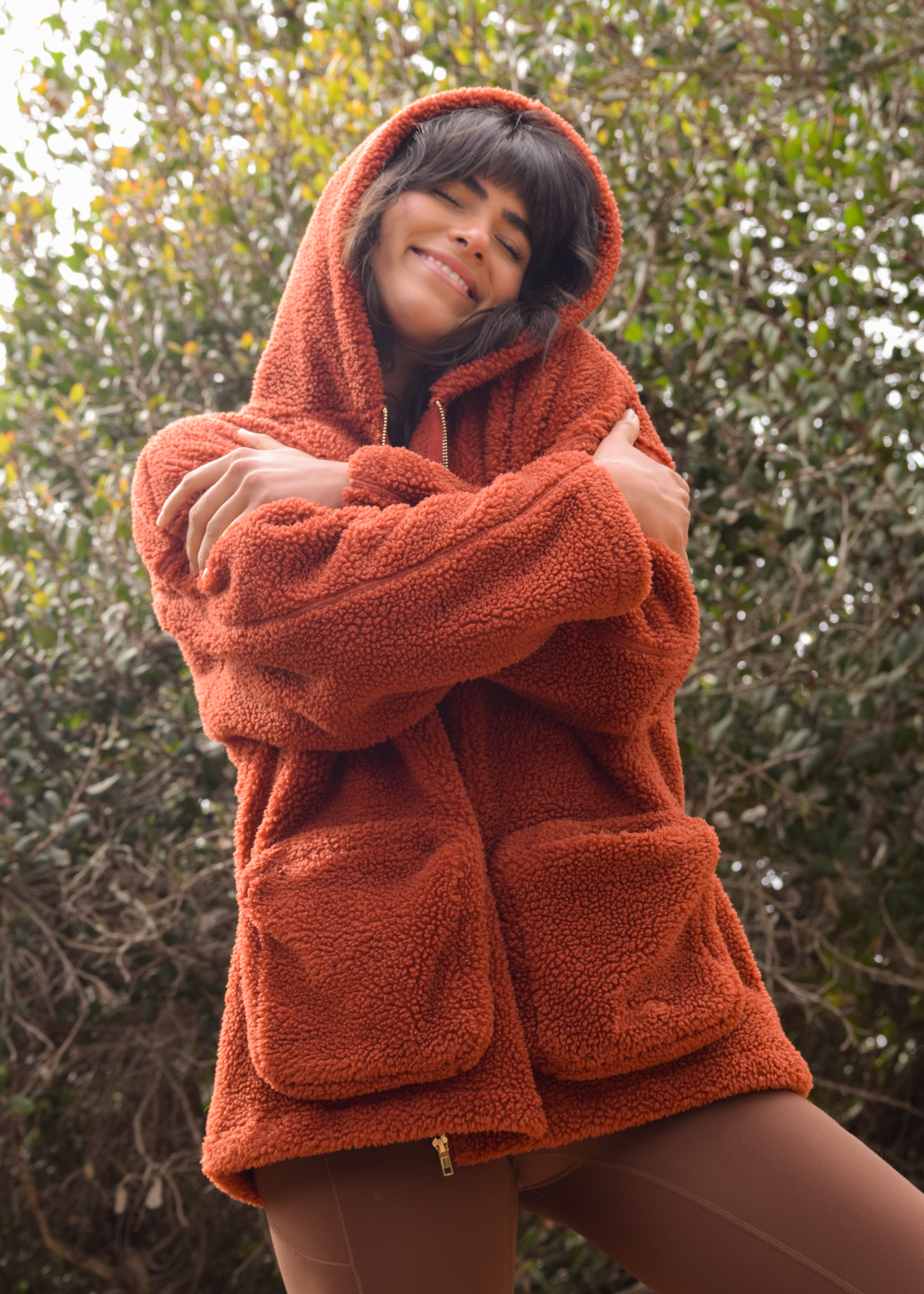 Slouchy Sienna Sherpa Jacket Full Zip - Amber – Savage Babe